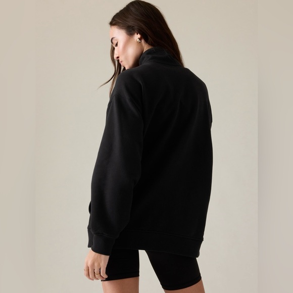 Athleta Forever Fleece 1/4 Zip Sweatshirt // Black - Picture 4 of 13